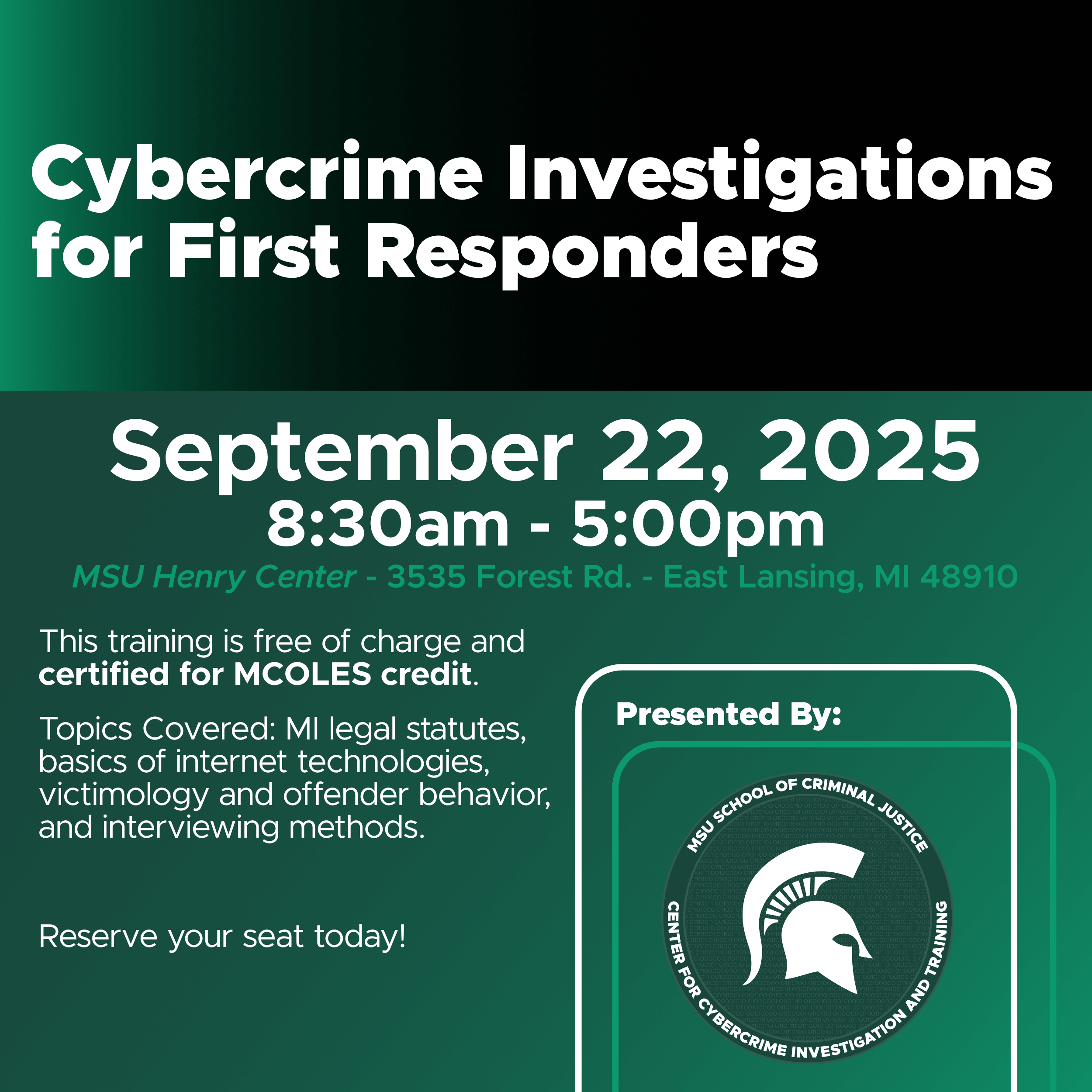 Photo of the social media graphic announcing the September 22, 2025 cyber training