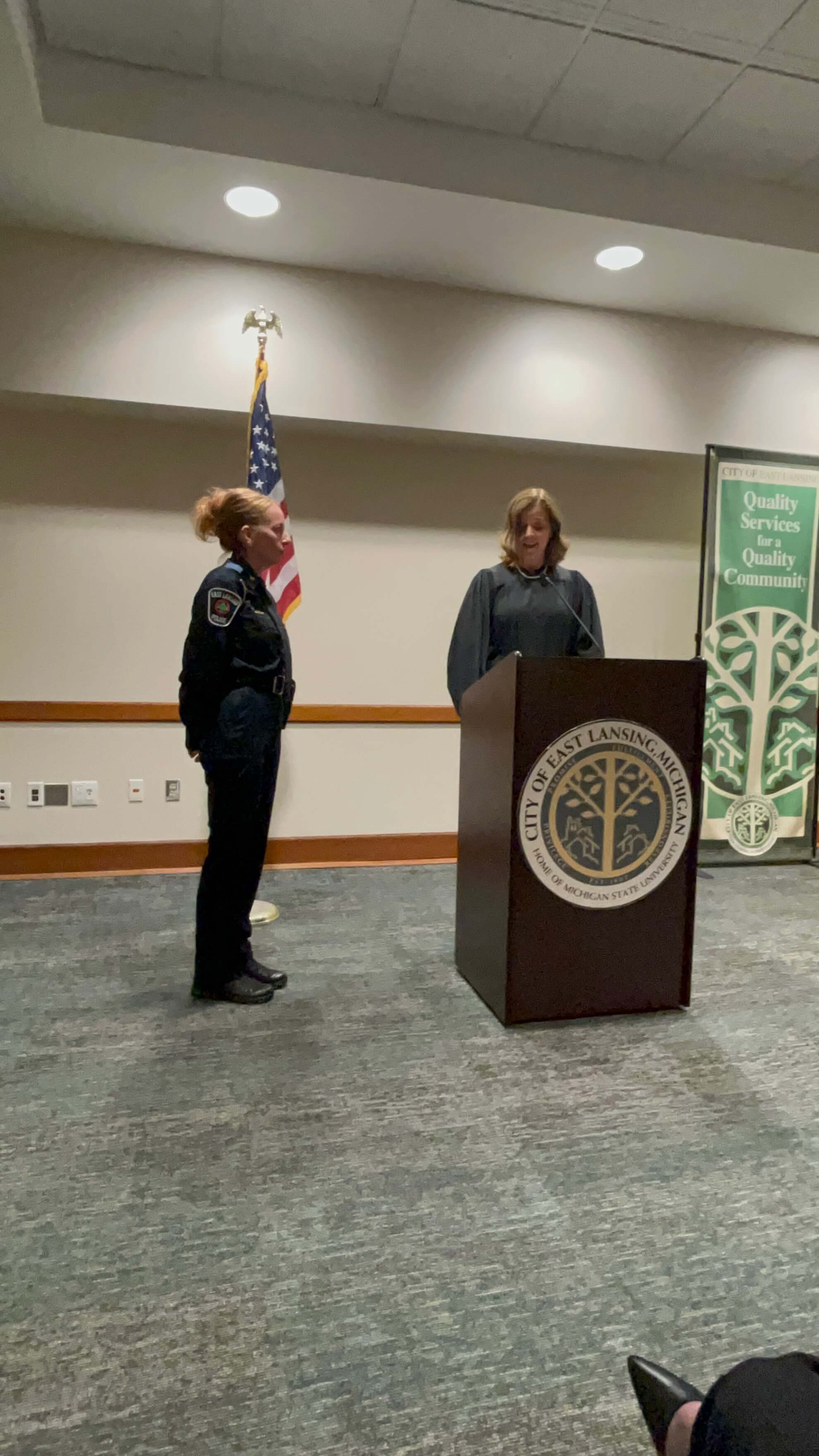 Photo of ELPD Chief Jennifer Brown being sworn in